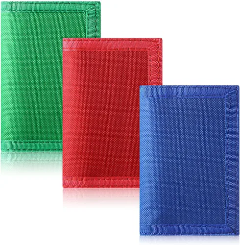 Vista 2 de Weewooday Carteras de 3 piezas para niños y niñas de 6 a 18 años, billeteras de lona triples con adhesivo y bolsillo con cremallera para niños