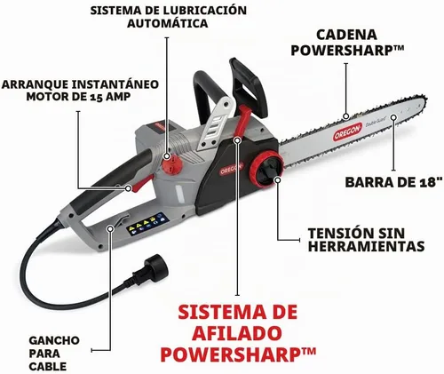 Vista 3 de Oregon CS1500 - Motosierra eléctrica con cable autoafilable de 18 pulgadas y 15 amperios y barra 54-059 lubricante de cadena y barra, negro, 1 galón