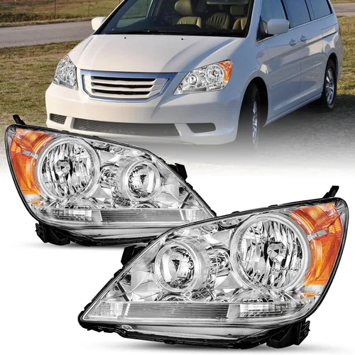 Vista 14 de SOCKIR - Para Honda Odyssey 2005-2010 Conjunto de faros delanteros negro Carcasa negra y reflector transparente