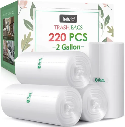 Vista 42 de Bolsas de basura fuertes de 1.2 galones, 220 unidades, bolsas de basura para baño, bolsas de plástico pequeñas para la oficina en casa, cocina, se
