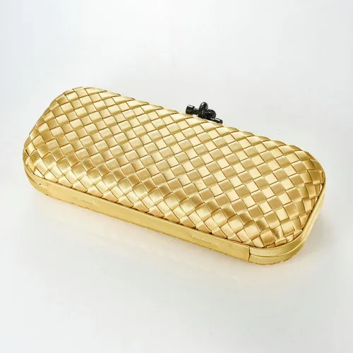 Vista 5 de Bolso de mano de noche tejido para mujer, elegante bolso cruzado con cadena desmontable para boda, fiesta de graduación