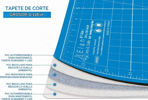 Vista 3 de Estera de Corte Elan A4 Azul, Estera de Corte Autorreparable A4 Azul 9x12 Pulgadas, Tabla de Corte Artesanal de 5 Capas Azul, Tabla de Pasatiempos
