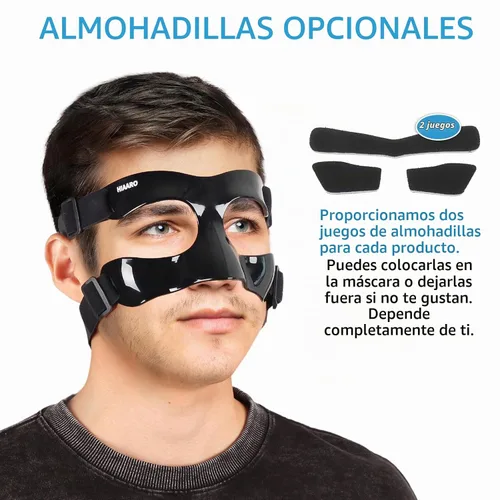 Vista 5 de BK01B Protector de nariz para nariz rota, máscaras de protección facial deportivas con acolchado, ajustables, transpirables y transparentes