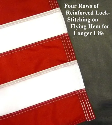 Vista 4 de US Flag Factory Bandera estadounidense de 3 x 5 pies (rayas cosidas, estrellas impresas) nailon SolarMax para exteriores, fabricado en Estados Unidos