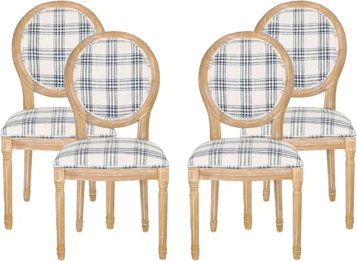 Vista 27 de Christopher Knight Home - Juego de sillas para comedor, modelo Phinnaeus, juego de 4, madera, rayas azul oscuro + beige claro + natural