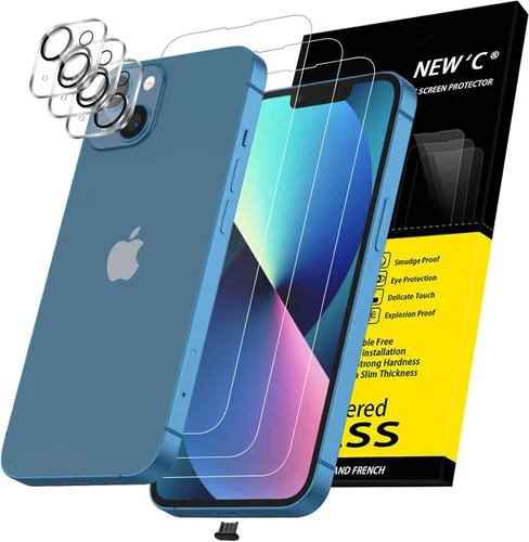 Vista 29 de NEW'C 3x Protector de privacidad para pantalla de iPhone 13 (15,49 cm) + 3x Protector de lente de cámara, protección del sensor, película de vidrio