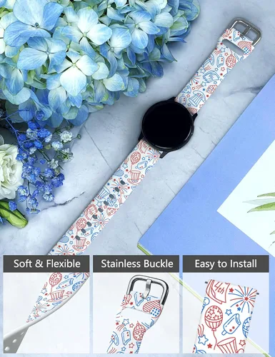 Vista 3 de Correa de reloj de vacaciones de 0.78 pulgadas compatible con Samsung Galaxy Watch 6/5/5 Pro/4/3/6 Classic/4 Classic/Active 2/Active para mujeres