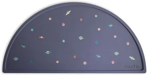 Vista 27 de mushie Mantel individual de silicona para niños, diseño antideslizante sin BPA (margarita negra)