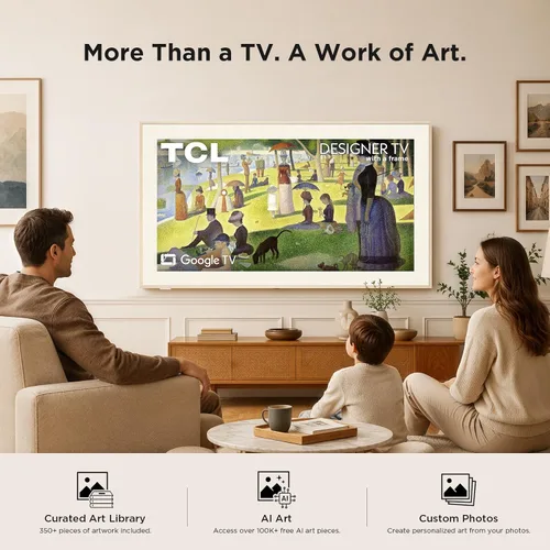 Vista 2 de TCL Marco de fotos de la serie Designer de 55 pulgadas, QLED 4K, 55A300L Negro