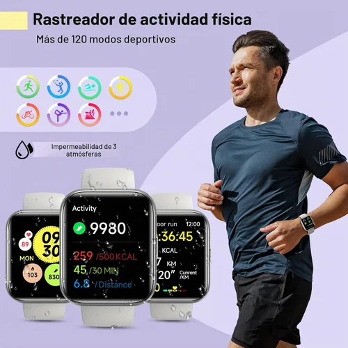 Vista 4 de Reloj inteligente para mujer, compatible con Android y iPhone, reloj de seguimiento de actividad física de 1.8 pulgadas con Alexa, alertas