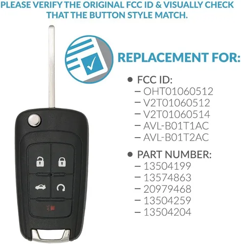 Vista 4 de Keyless2Go llavero de apertura remota de 5 botones para Impala Malibu Camaro Cruze Equinox y otros vehículos que utilizan FCC OHT01060512