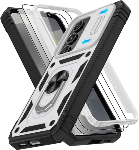 Vista 166 de Gritup Funda para Google Pixel 6 con cubierta deslizante para cámara y protector de pantalla (2 unidades), soporte de anillo giratorio 360°, funda