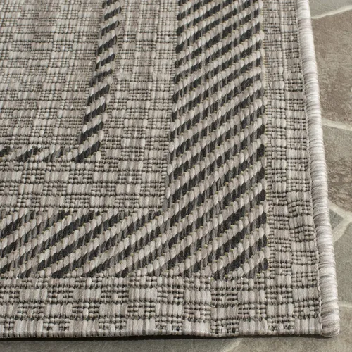Vista 3 de SAFAVIEH Alfombra lavable al aire libre Courtyard Collection - 2'3" x 5', beige y negro, no desprende pelusa y fácil de limpiar, ideal para patio