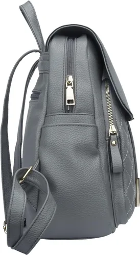 Vista 3 de KKXIU Mochila acolchada de cuero de moda para mujeres, adolescentes, niñas, damas, bolsas de viaje, Gris