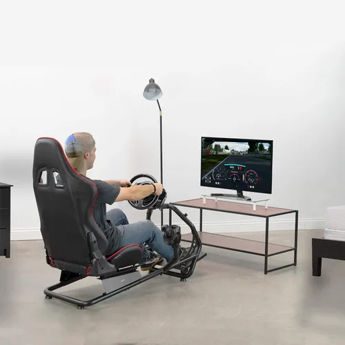 Vista 2 de VIVO Racing Simulator Cockpit with Wheel Stand, Gear Mount, Chair and Frame Only, Fits Logitech, Thrustmaster, Fanatec, Compatible with Xbox One