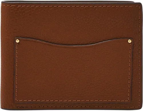 Vista 9 de Fossil Billetera de cuero delgada minimalista plegable con bolsillo frontal para hombres