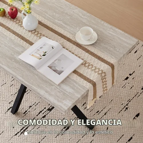 Vista 3 de Mesa de comedor moderna Mid-Century de 55.1 pulgadas, 4-6 plazas, color gris