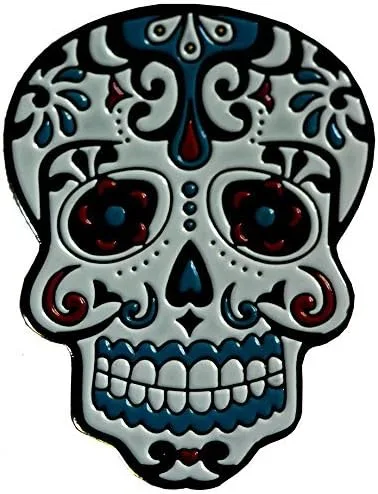Vista 2 de Dia De Los Muertos - Marcador de pelota de golf y clip para sombrero de rosa roja BandSkull