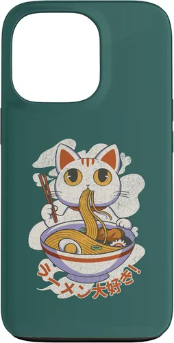 Vista 9 de Funda linda para iPhone 11 Chinese Lucky Cat Eating Ramen noodle lover anime Japón