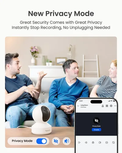 Vista 6 de REOLINK Cámara de seguridad para interiores, cámara WiFi enchufable Super HD de 5MP con PTZ, seguimiento automático, IA humana/mascota, ideal