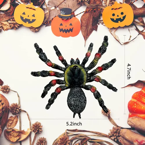 Vista 2 de Uelfbaby Araña realista gigante, araña falsa, modelo de acción, figuras de juguete de insectos realistas, accesorios de broma de Halloween