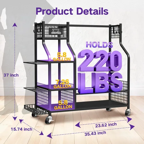 Vista 7 de Organizador de almacenamiento de bolsas de golf, soporte de almacenamiento para bolsas de golf y otros accesorios de equipo de golf, estante