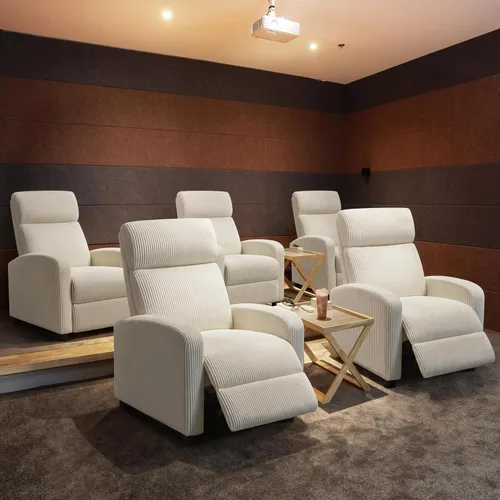 Vista 9 de Yaheetech Silla reclinable de pana para sofá individual, asiento de cine en casa, silla reclinable moderna ajustable para sala de estar, dormitorio