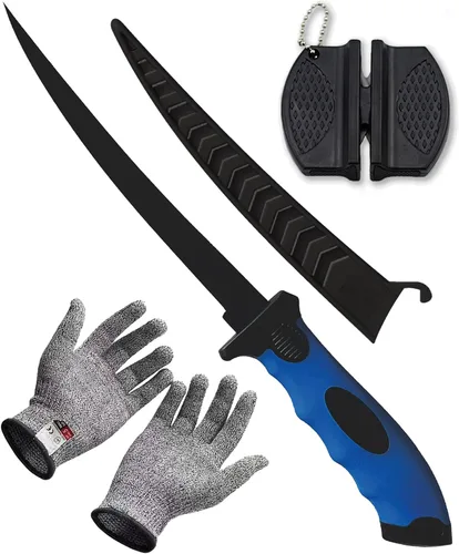 Vista 11 de Juego de 2 cuchillos de filete, cuchillos de filete de acero inoxidable de 5 y 7 pulgadas para pescado, equipo de pesca, juego de herramientas de 2