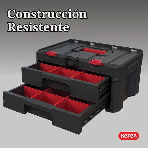 Vista 11 de Keter Stack-n-Roll - Caja de herramientas de dos cajones para piezas pequeñas y accesorios de herramientas eléctricas, se adapta al sistema modular
