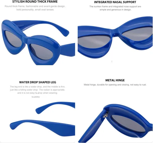Vista 7 de Paquete de 3 lentes de sol Y2K de gran tamaño con montura gruesa para mujeres y hombres, UV400 grandes