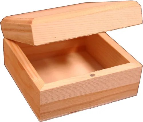 Vista 5 de Creative Hobbies Mini caja de madera sin terminar con tapa con bisagras y cierre magnético, 3.5 pulgadas, perfecta para artes, manualidades