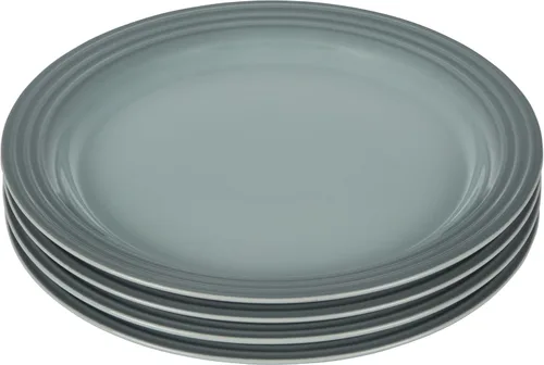 Vista 3 de Le Creuset Juego de 4 platos llanos de gres, 10.5 pulgadas cada uno, Caribe