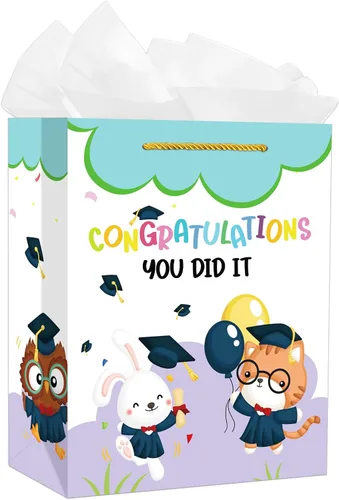 Vista 10 de PETCEE Bolsa de regalo de graduación para enfermeras, bolsa de regalo de felicitaciones para enfermeras con papel de seda para ella, regalos
