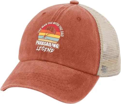 Vista 2 de JUSWEDO The Mans The Myth The Dad Parasailing Sombrero para hombre Gorras de béisbol a la moda, sombrero de entrenamiento lavado ligero