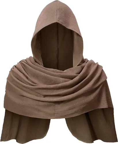 Vista 11 de Bufanda multifuncional con capucha renacentista medieval para adultos, para Halloween, cosplay, accesorios de disfraz