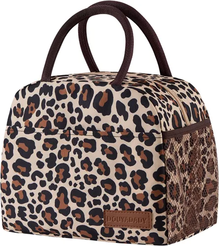 Vista 10 de douyadady Bolsa de almuerzo para mujeres/hombres, fiambrera mujeres/hombres (azul bebé+rayas blancas) Espacioso, ligero, impermeable, resistente
