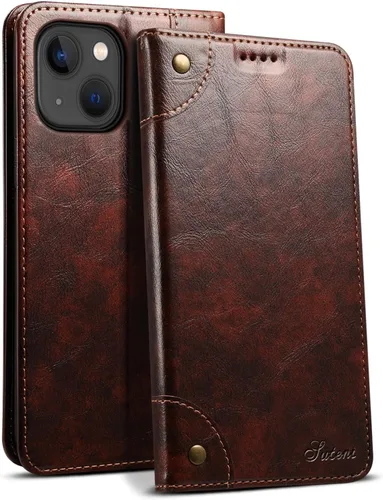 Vista 13 de SINIANL Funda compatible con iPhone 15, funda de piel azul con soporte magnético, soporte para tarjetas de crédito, funda tipo cartera
