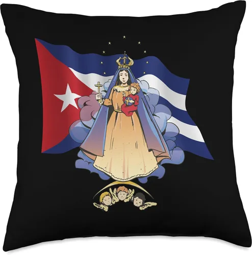 Vista 5 de Cuban Virgen de la Caridad del Cobre Art by NLTS Virgen la Caridad del Cobre Patrona de Cuba y Bandera Cubana, 16.0 x 16.0 in, Multicolor