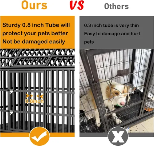 Vista 2 de Jaula grande de 52 pulgadas para perros resistente, indestructible XL/XXL con 4 ruedas bloqueables y 2 bandejas, jaula de impacto a prueba de fugas