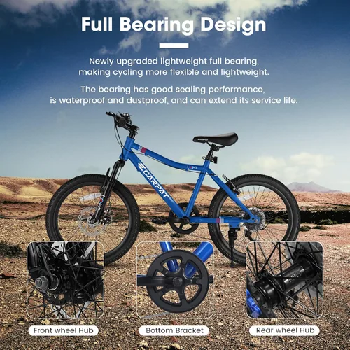 Vista 8 de Bicicleta Elecony Ecarpat de 20 Pulgadas para Niños Edades 6-12, Bicicleta de Montaña de 7 Velocidades, Bicicletas de Regalo para Niños y Niñas
