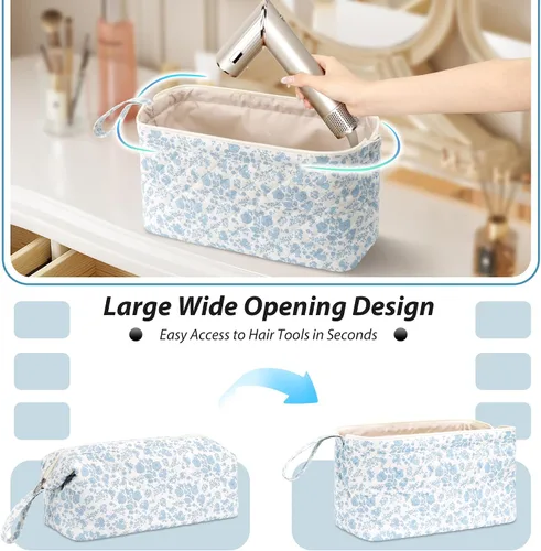 Vista 6 de Bolsa de viaje acolchada para herramientas para el cabello Shark Flor azul