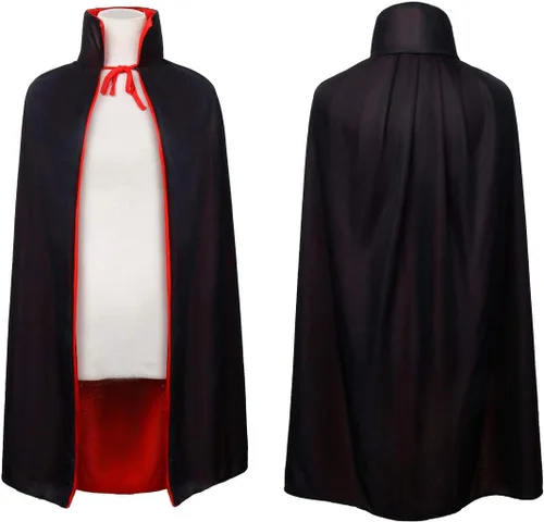 Vista 3 de CUSFULL Vampire Dracula Devil Cloak Cape Medieval Reversible Halloween Cosplay Costume for Adult Kids 354755inch Available