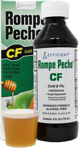 Vista 11 de Rompe Pecho, Jarabe para la gripe y la tos, Sin Azúcar, 6 Oz, Botella. Ámbar