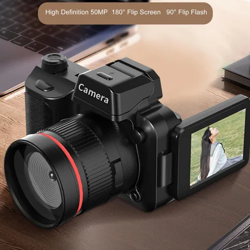 Vista 2 de Cámara digital 4K con pantalla abatible de 180°, cámara de vlogging de 50MP con zoom 16X enfoque automático para TikTok