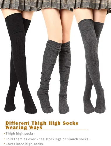 Vista 3 de Women Thigh High Socks Over Knee Stockings Cotton Long Booting Socks Leg Warmers