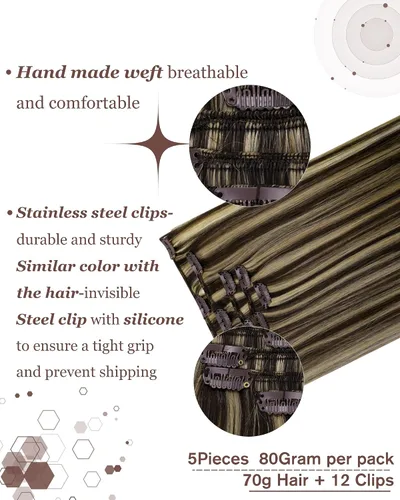 Vista 78 de Hetto . Extensiones de cabello humano rizado con clip, color #1 negro azabache, extensiones de cabello humano ondulado natural para cabeza completa