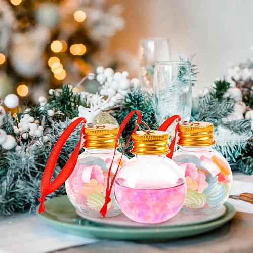Vista 6 de FOIMAS 24 piezas Bolas de Navidad de Alcohol, Adornos de Árbol de Navidad Rellenables de Alcohol Transparentes Adornos Colgantes de Bola de Alcohol