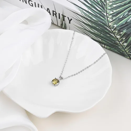 Vista 37 de 8mm Round Cubic Zirconia Sterling Silver Necklace Dainty Necklace Birthstone Jewelry Pendant Necklaces for Women