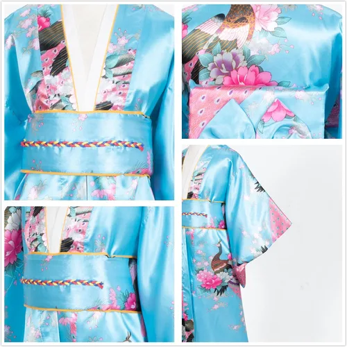 Vista 5 de Elibelle Bata de kimono tradicional japonesa para disfraz de niñas