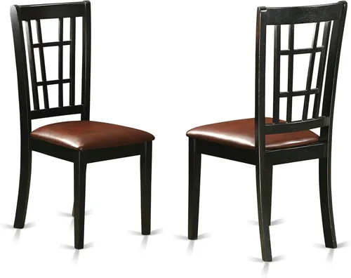 Vista 4 de East West Furniture Nicoli - Sillas de comedor de piel sintética de 39 pulgadas en color negro (juego de 2) Sillas de madera tapizadas de piel
